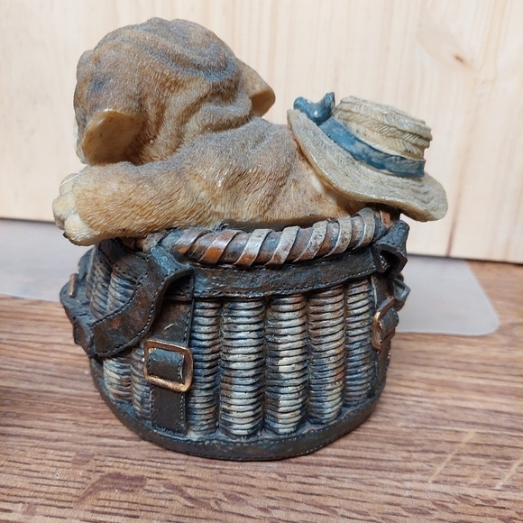 Vintage Ceramic Puppy in a Basket Bank - Picture 4 of 11